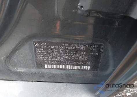 2010 BMW 328I xDrive from USA, damaged, VIN WBAPK5C53AA649474